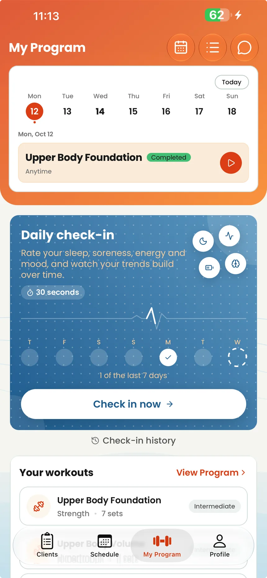 The Hijack daily check-in card with a seven-day streak
